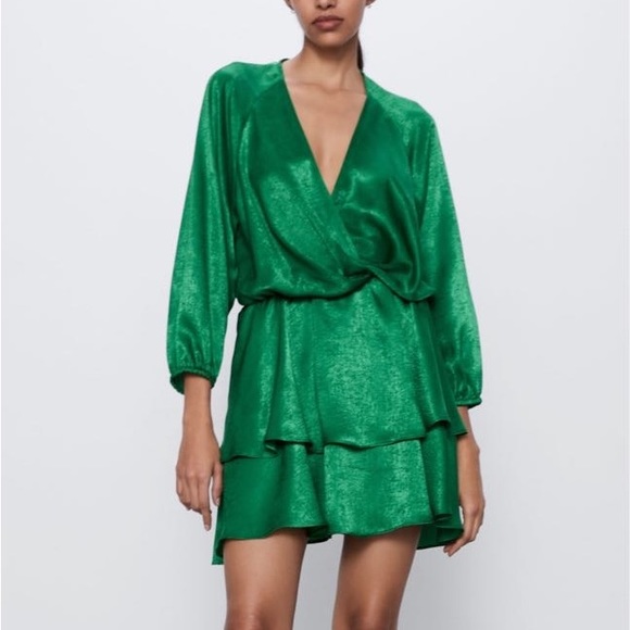 Satin Ruffle Mini Dress - Picture 4 of 4